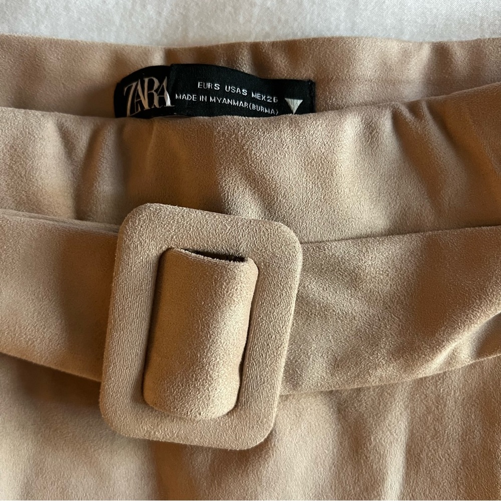 Suede tan skirt with shorts under